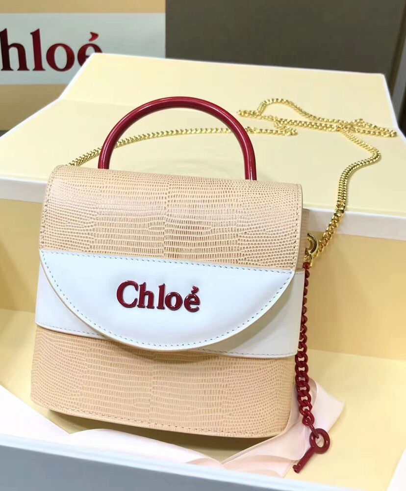 Chloe Small Aby Lock Bag Handbag Leather Apricot